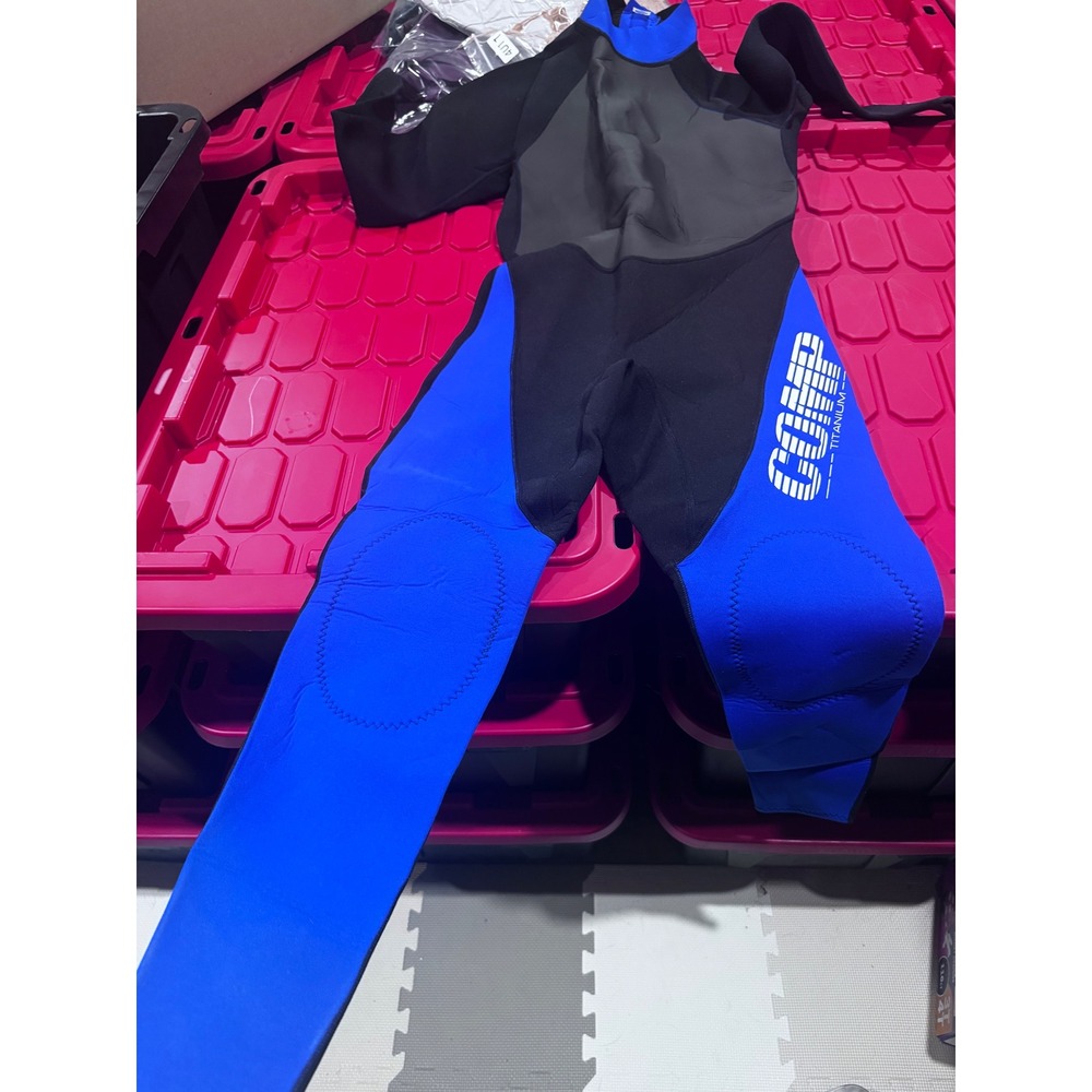 Comp Titanium Wetsuit Mens Medium Full Body Blue Black Made in USA Surf Dive
